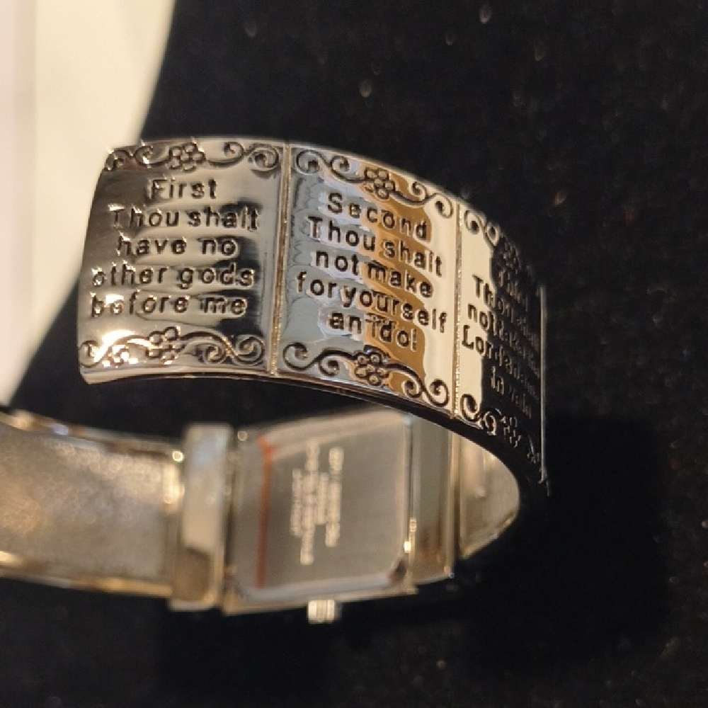Ten Commandments Silver Rectangular Watch - Picture 5 of 6